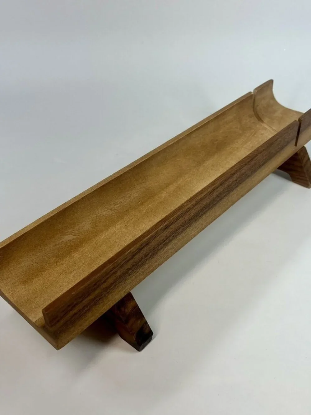 Vintage Kalmar French Baguette Bread Holder Slicing Cutting Board Teak MCM